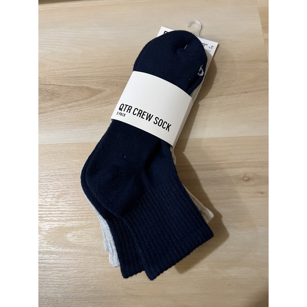 NIP DSG Quarter Crew Socks Navy Gray Sand Mens 8-13 Women 10+ Cushioned 3 Pack